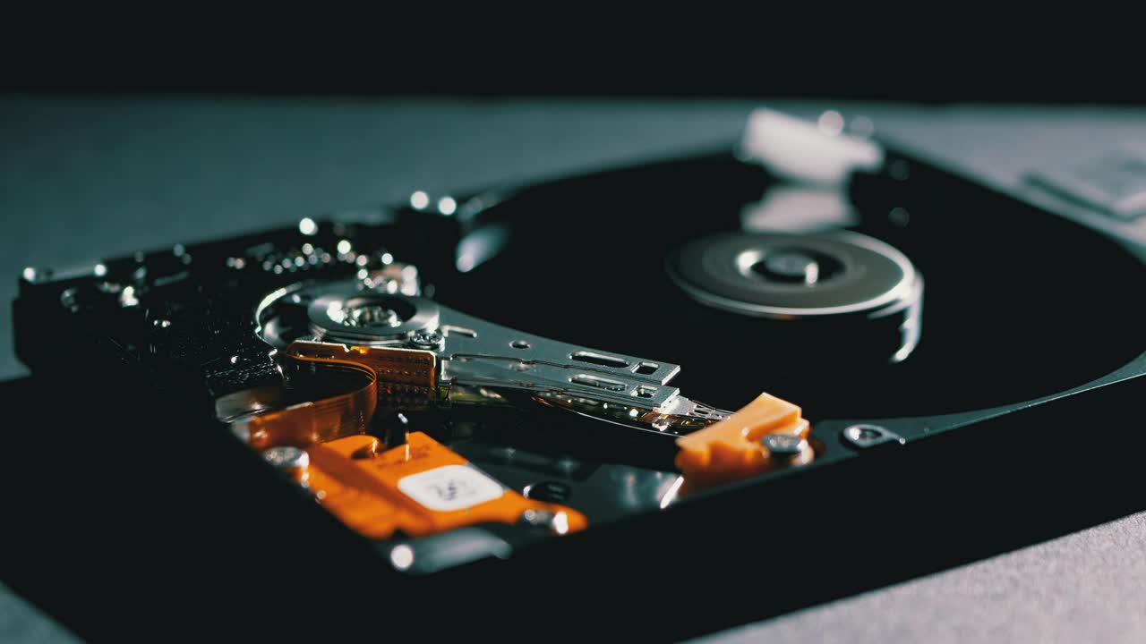 Stock Video Hard Disk Drive With A Spinning Platter Animated Wallpaper