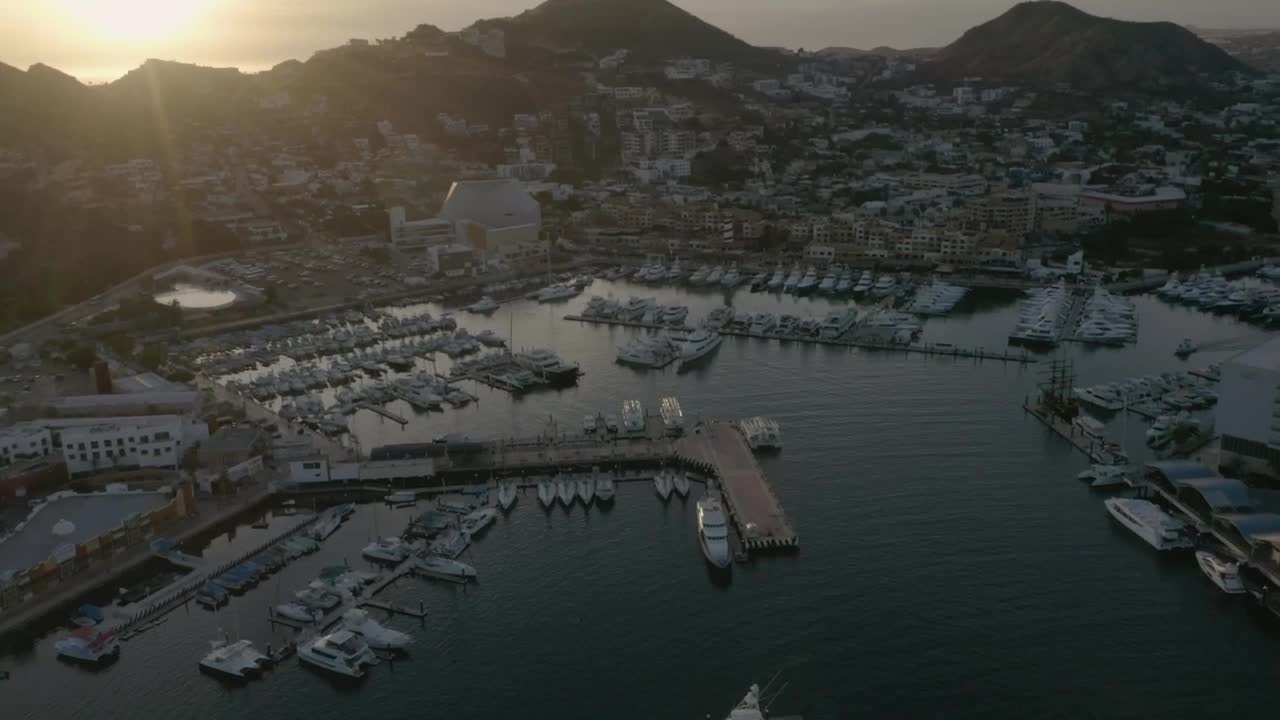 Stock Video Harbor On A Tourist Coast With Many Boats And Yachts Animated Wallpaper