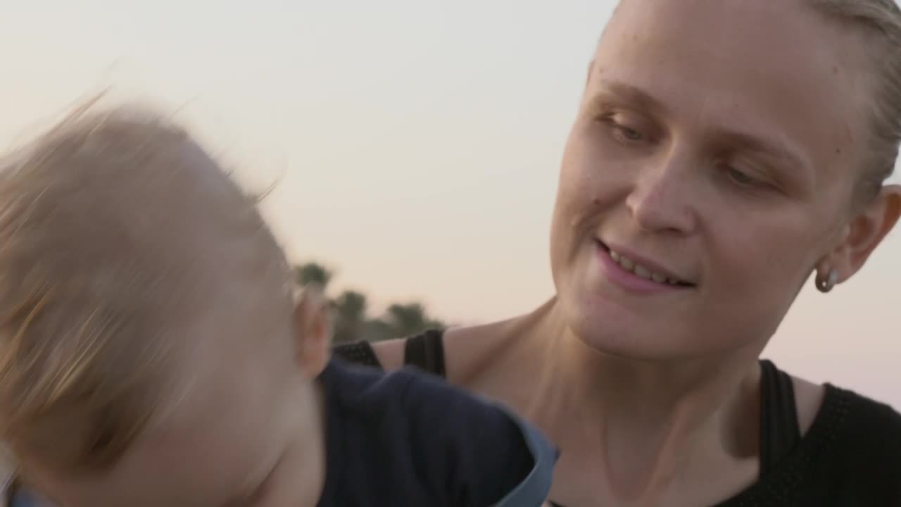 Stock Video Happy Young Mother Animated Wallpaper