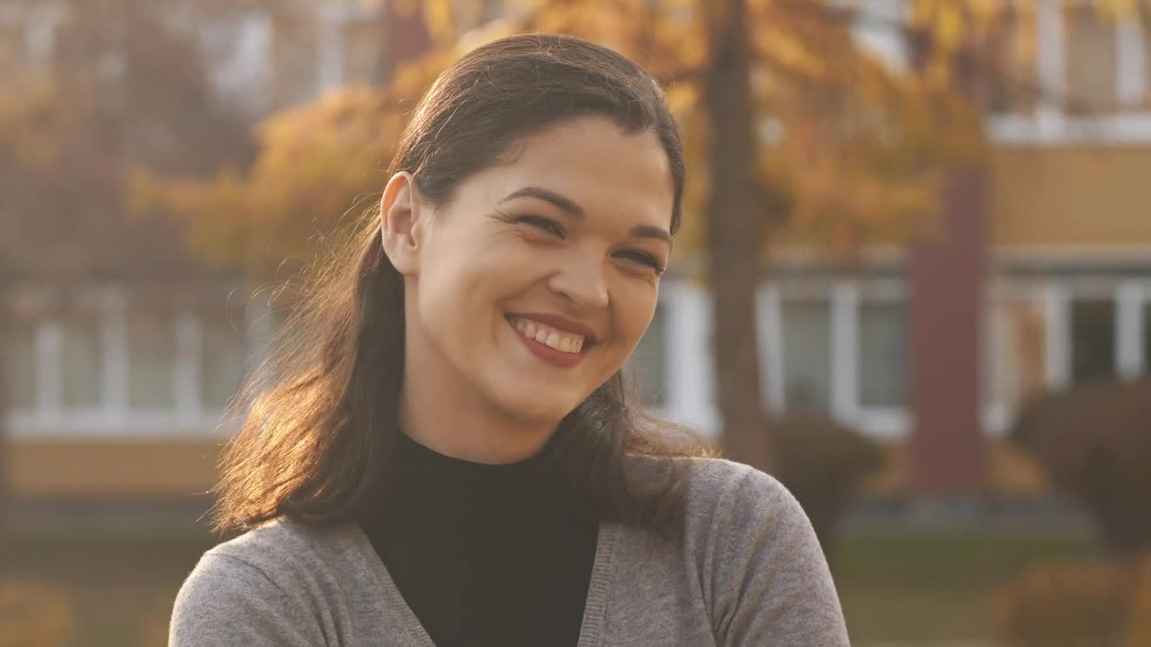 Stock Video Happy Woman In Her Neighborhood Portrait Animated Wallpaper