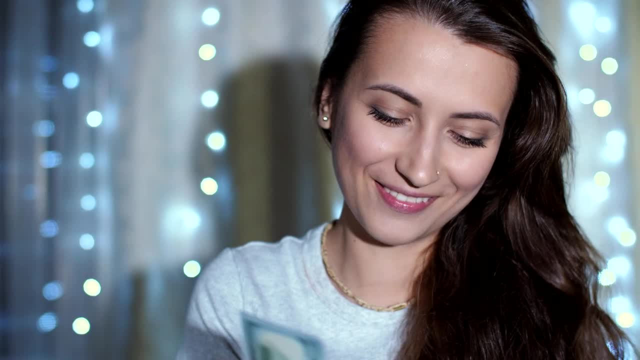 Stock Video Happy Woman Imagining While Holding Bills Animated Wallpaper