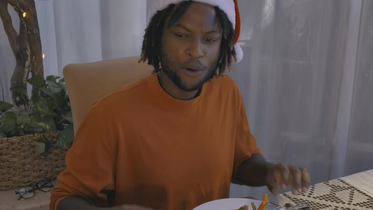 Stock Video Happy Man During Christmas Dinner Animated Wallpaper