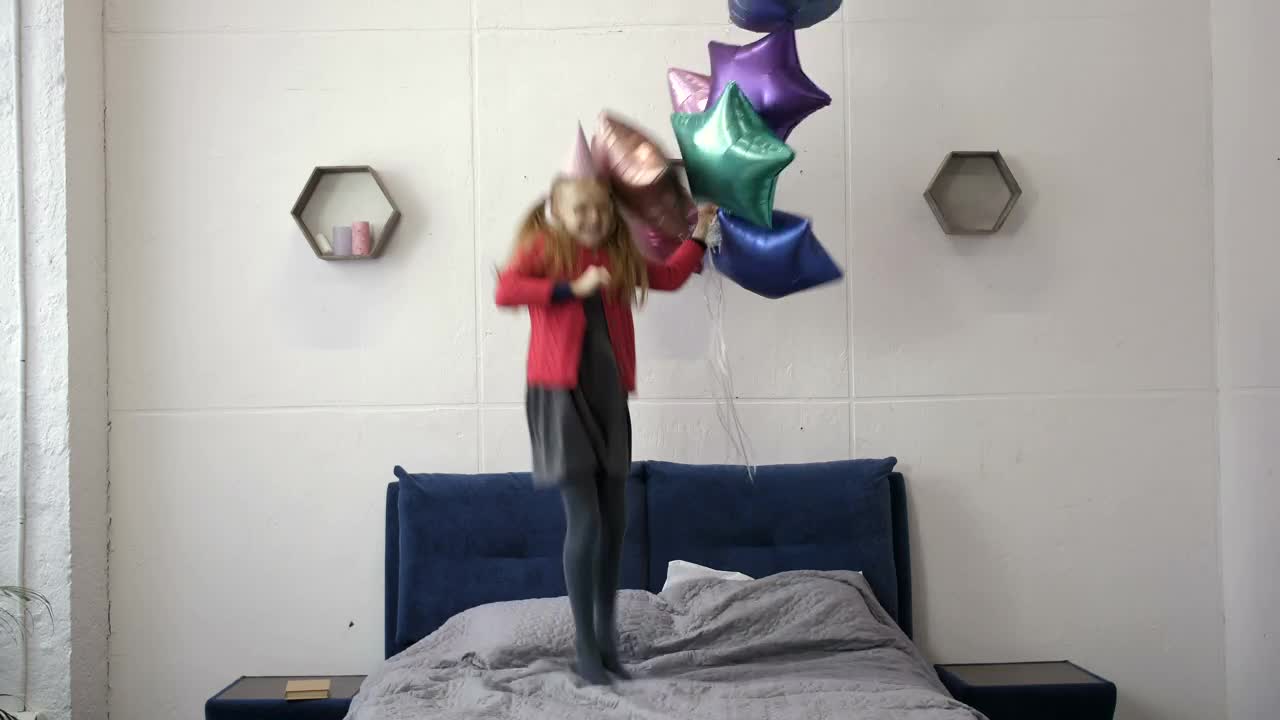 Stock Video Happy Girl With Balloons Animated Wallpaper