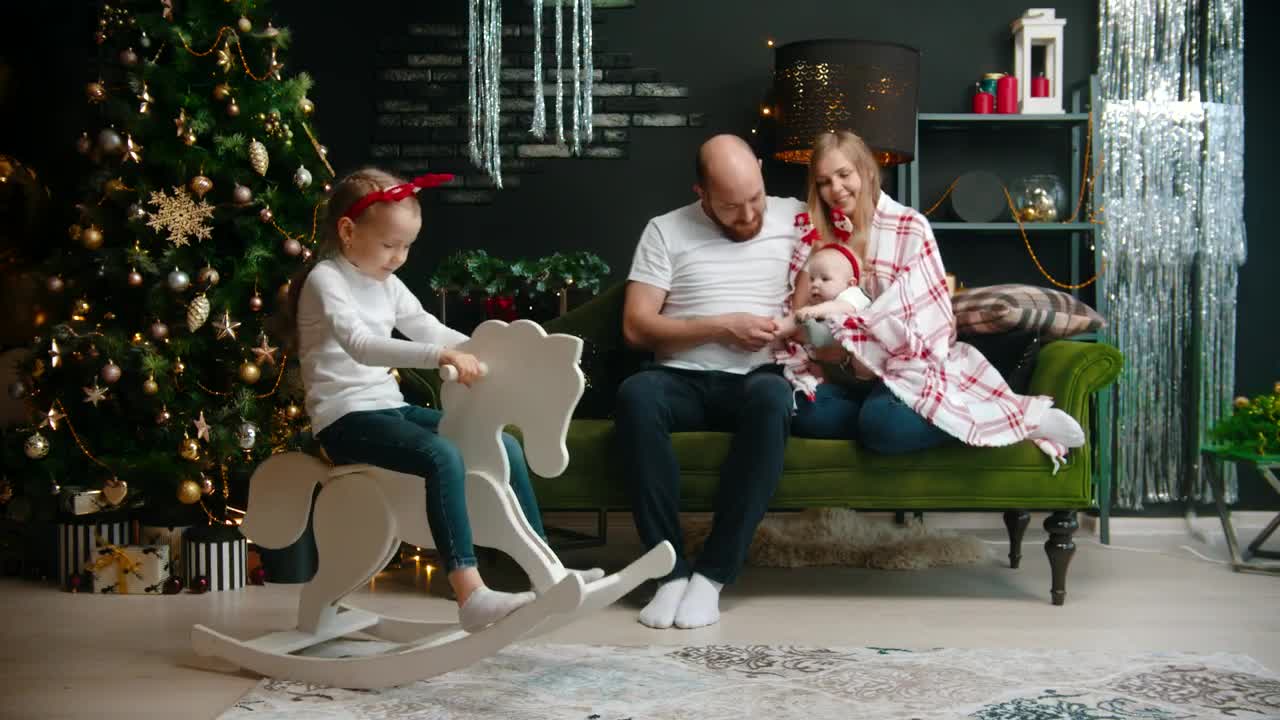 Stock Video Happy Family Spending Time Together At Christmas Animated Wallpaper