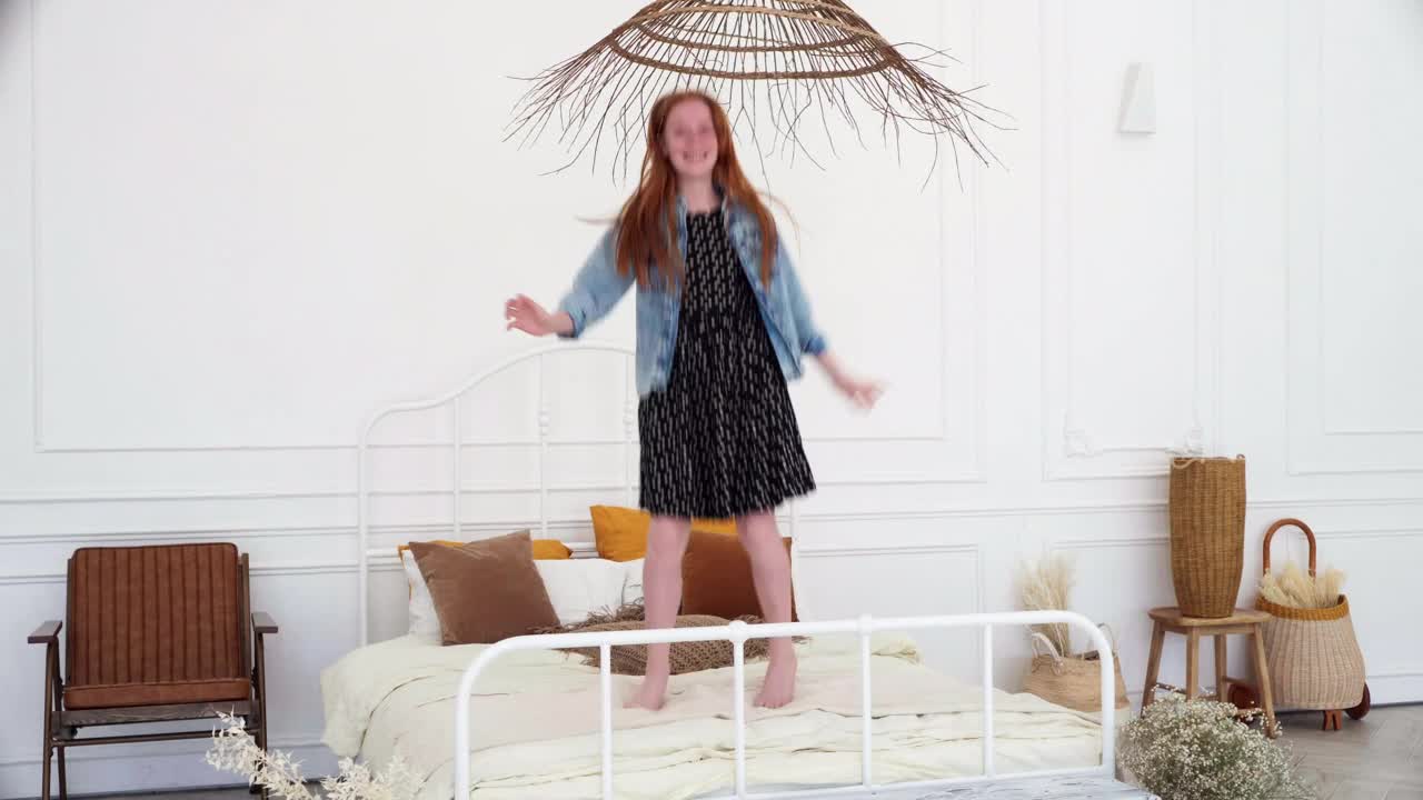 Stock Video Happy Child Jumping On A Bed Animated Wallpaper