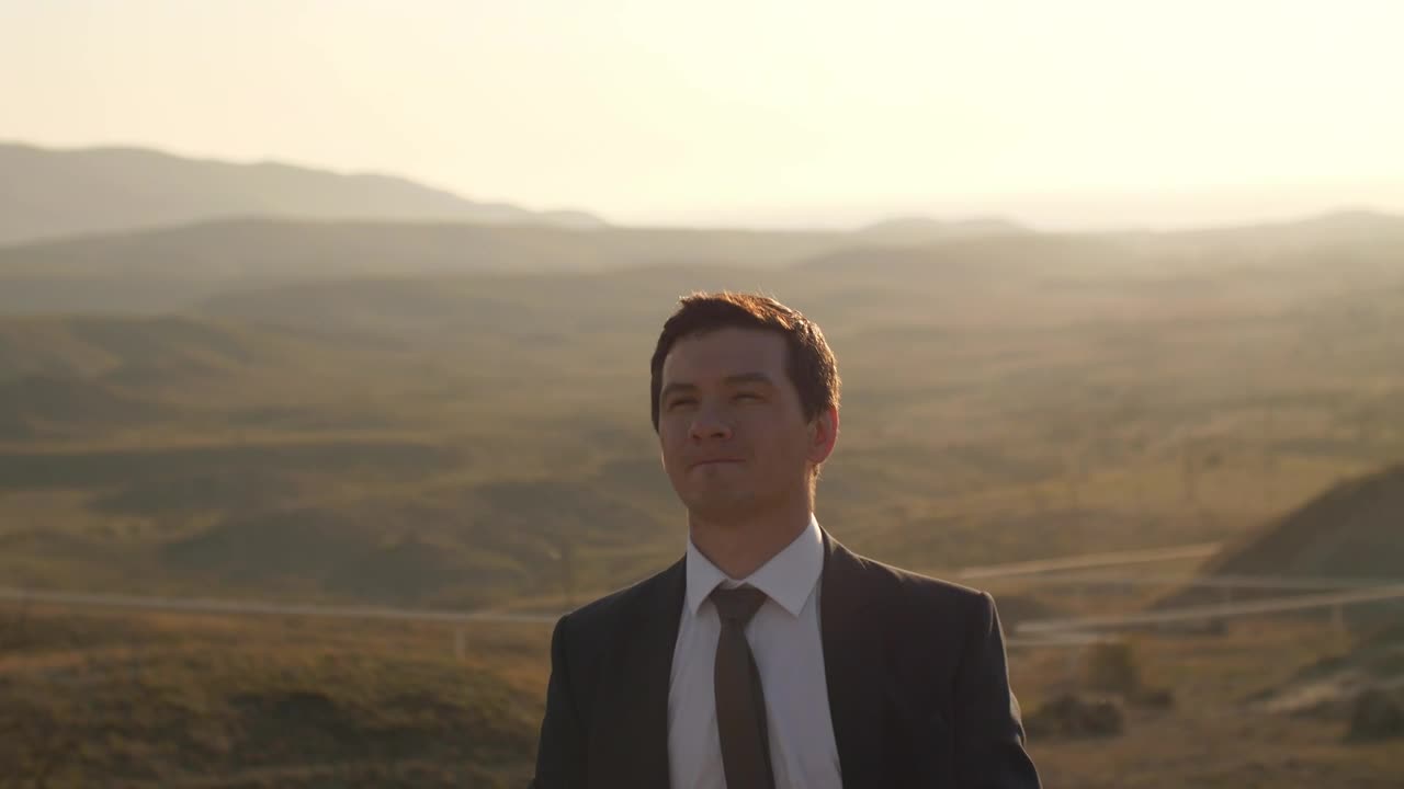 Stock Video Happy Businessman Puts His Hands Up Animated Wallpaper