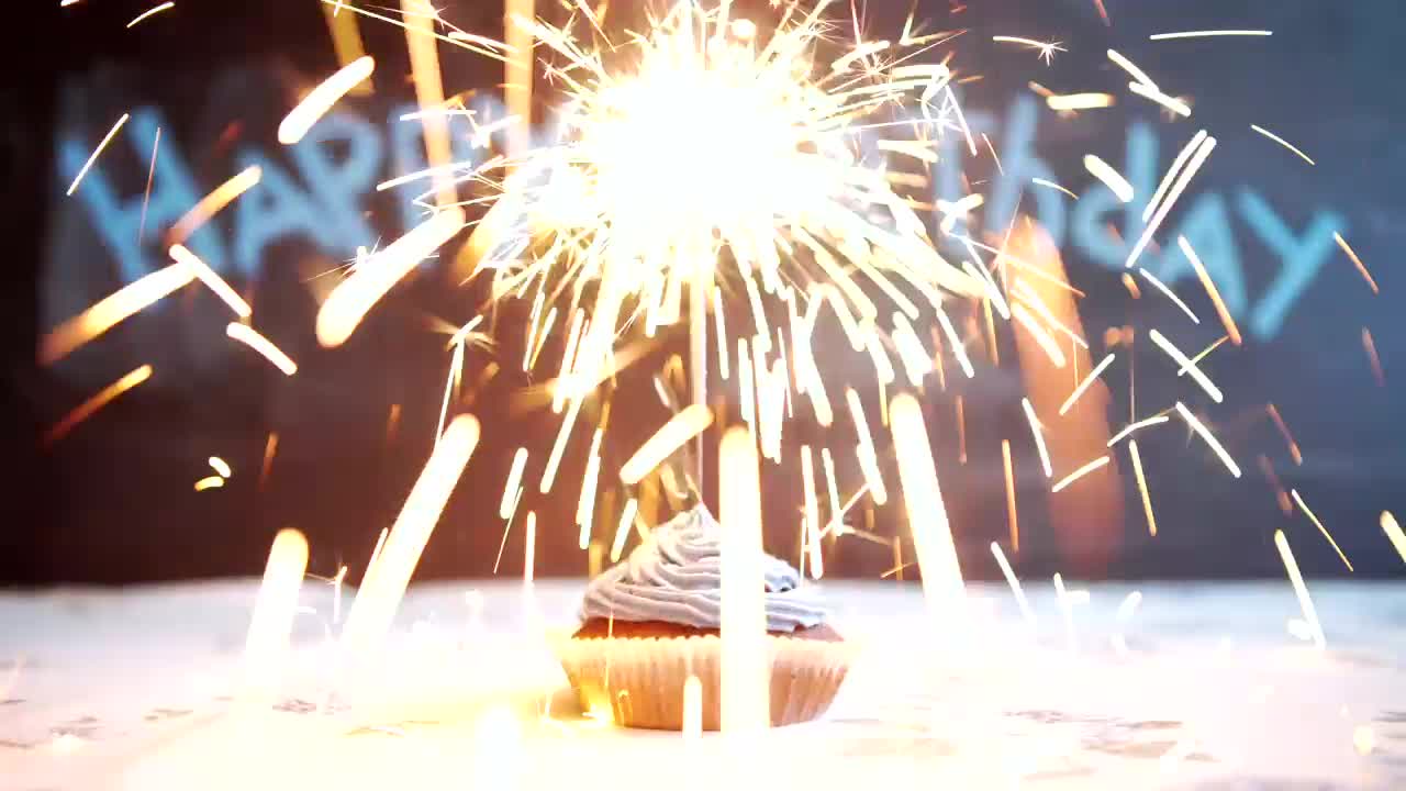 Stock Video Happy Birthday Special Sparkling Cupcake Animated Wallpaper
