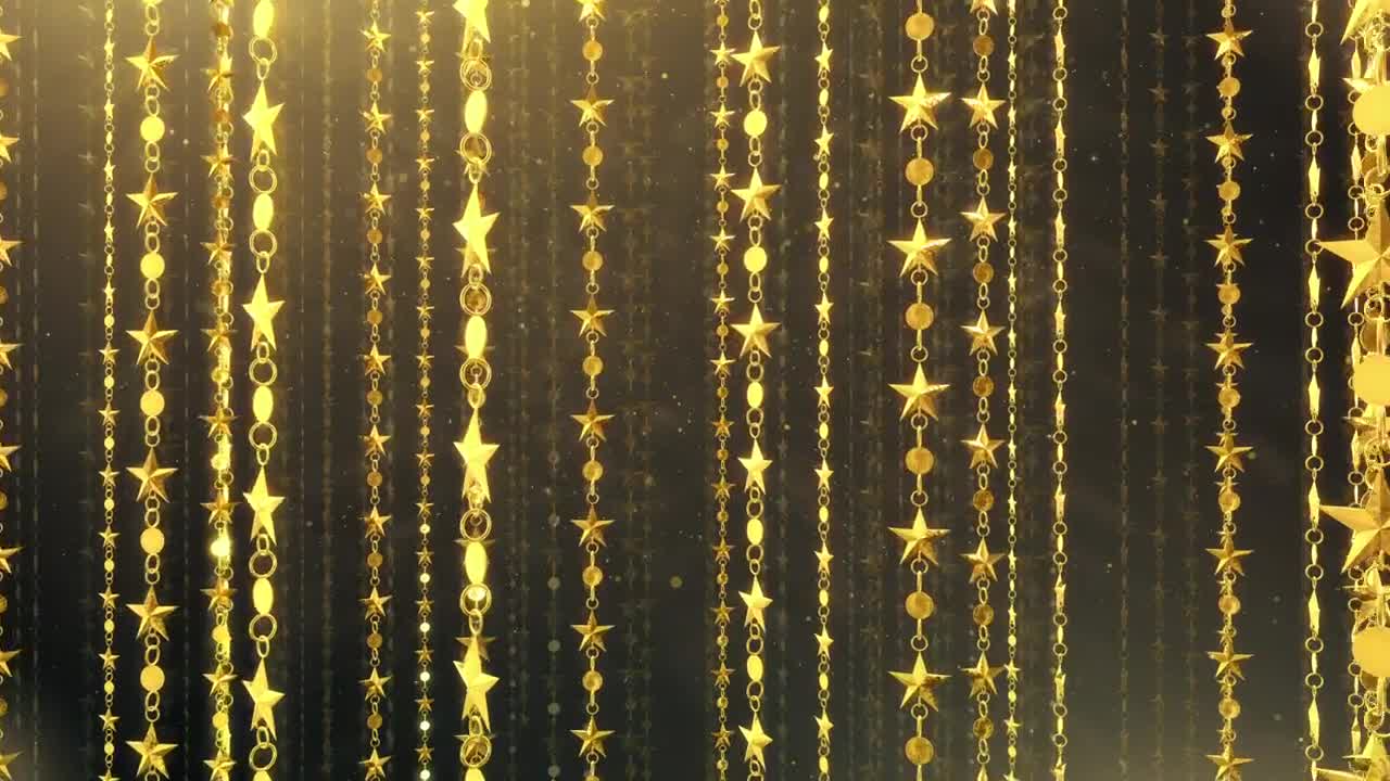 Stock Video Hanging Golden Stars Animated Wallpaper