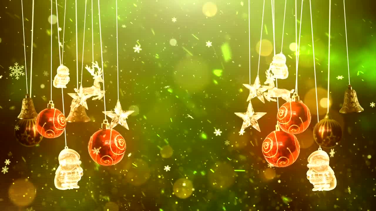 Stock Video Hanging Christmas Balls And Figures Animated Wallpaper