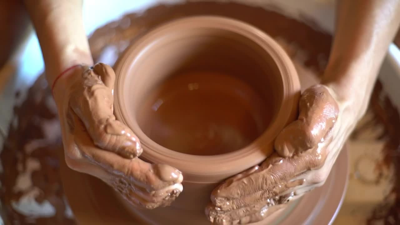 Stock Video Hands Working With Ceramic Clay Animated Wallpaper