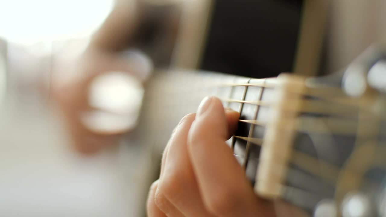 Stock Video Hands Playing An Acoustic Guitar Animated Wallpaper