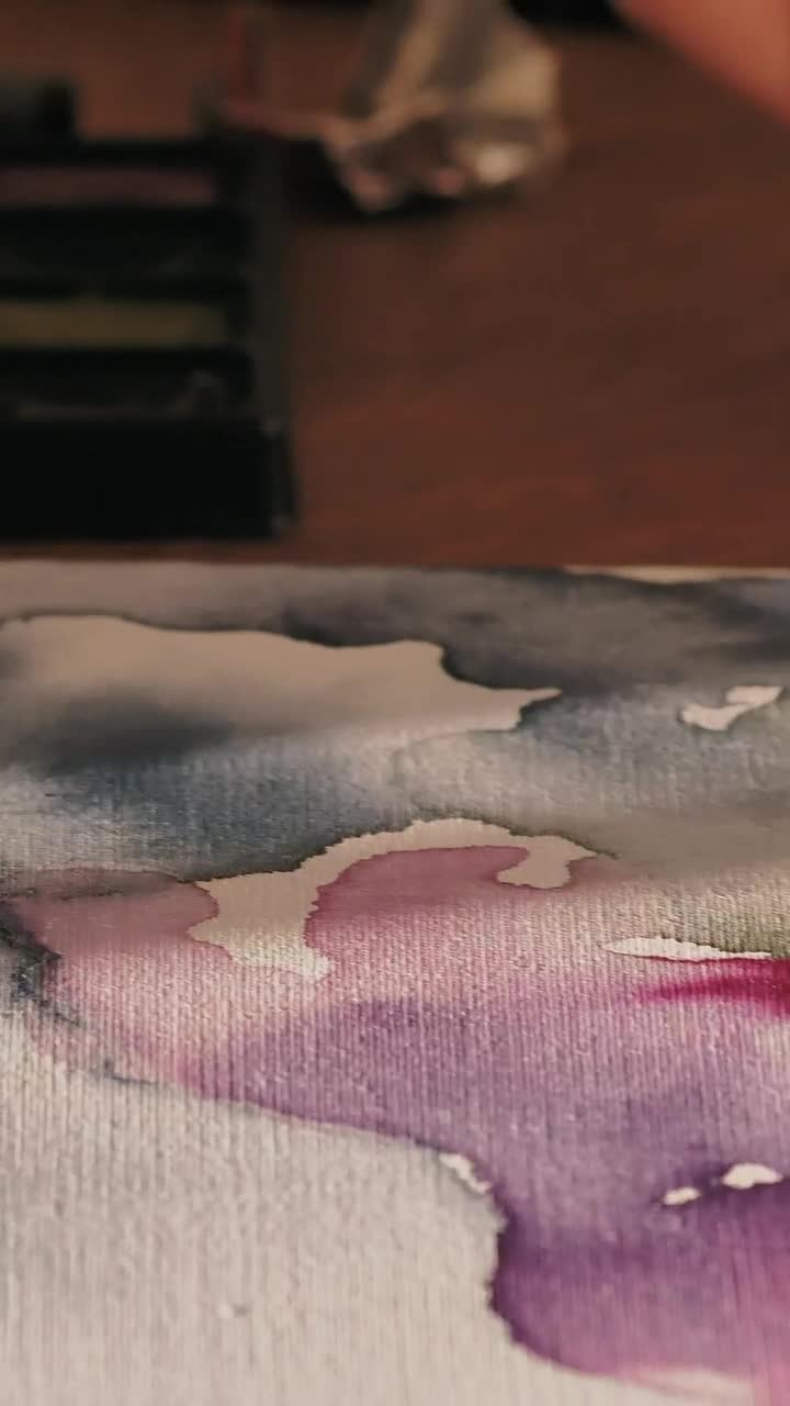 Stock Video Hands Painting A Canvas With Watercolor Animated Wallpaper
