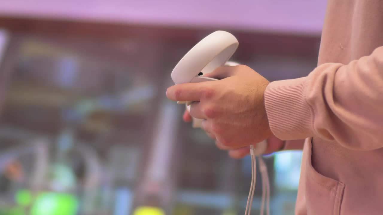 Stock Video Hands Of A Gamer With Vr Controllers Animated Wallpaper
