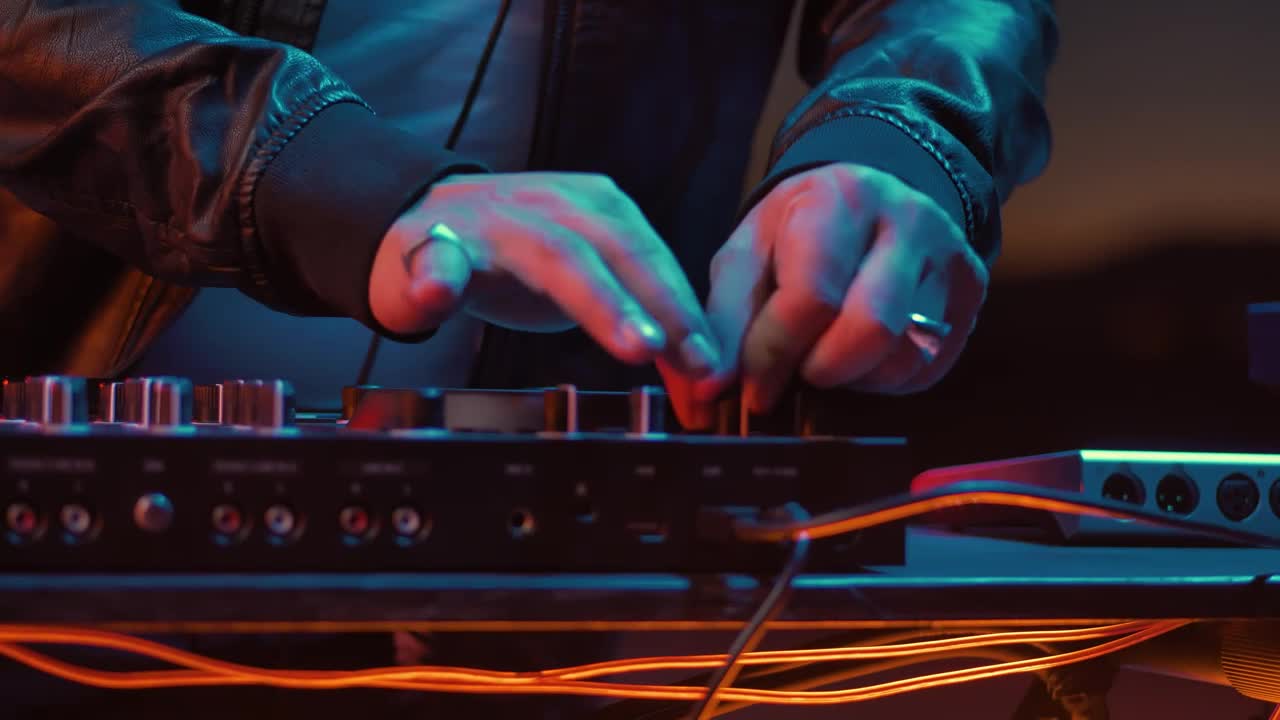 Stock Video Hands Of A Dj Turning Knobs On A Turntable Animated Wallpaper