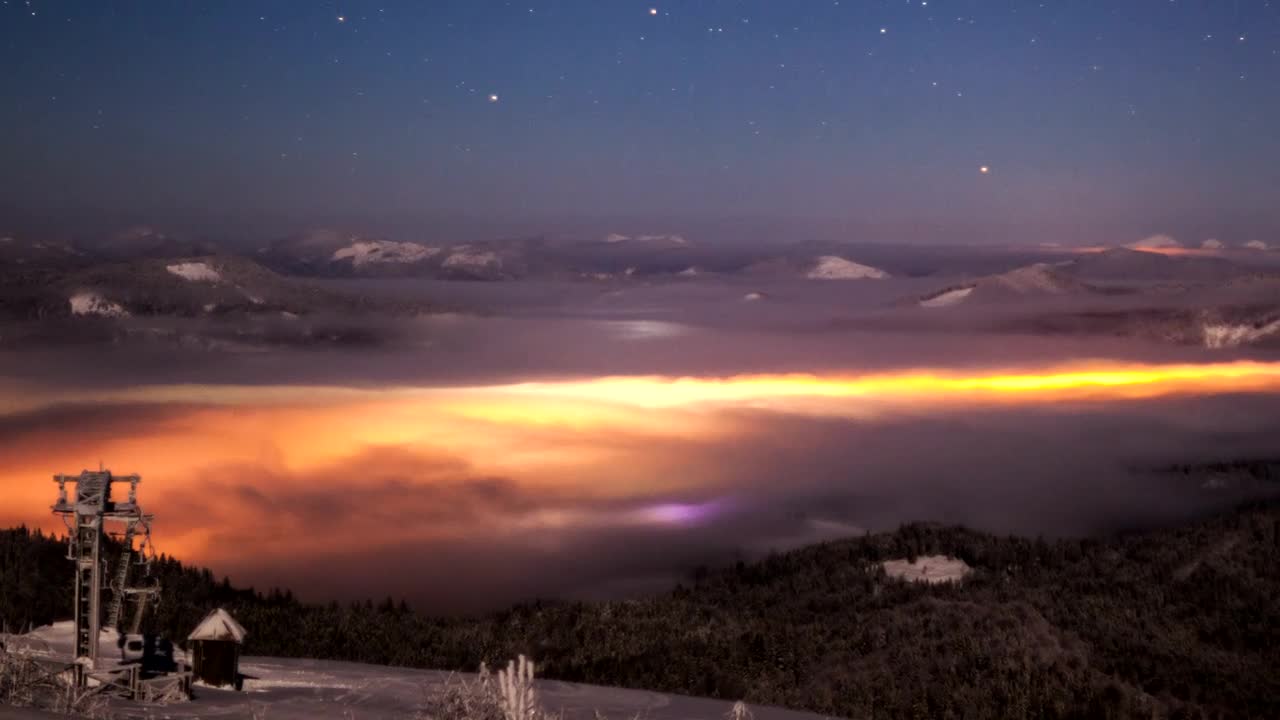 Stock Video Landscape With Illuminated Clouds At Night Animated Wallpaper