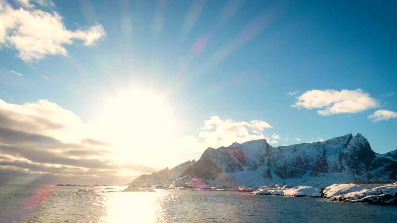 Stock Video Landscape Of The Sea And Snowy Mountains Animated Wallpaper