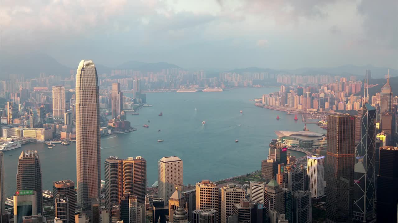 Stock Video Landscape Of Hong Kong Harbor And City Buildings Animated Wallpaper