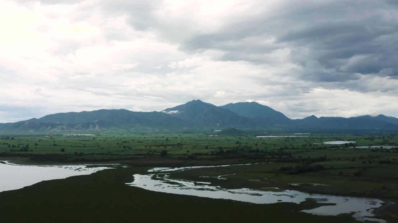 Stock Video Landscape Of A Plain With A Couple Of Lakes Animated Wallpaper