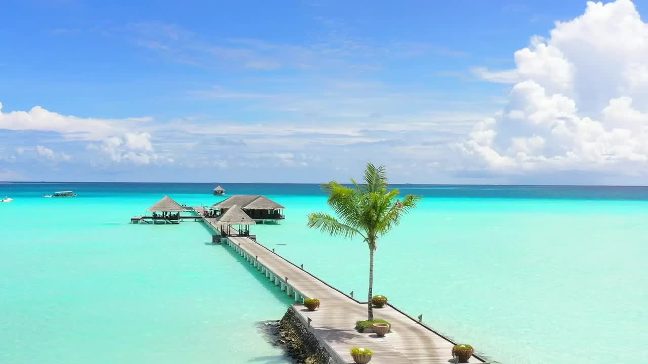 Stock Video Landscape Of A Pier In Clear Waters Of The Sea Animated Wallpaper