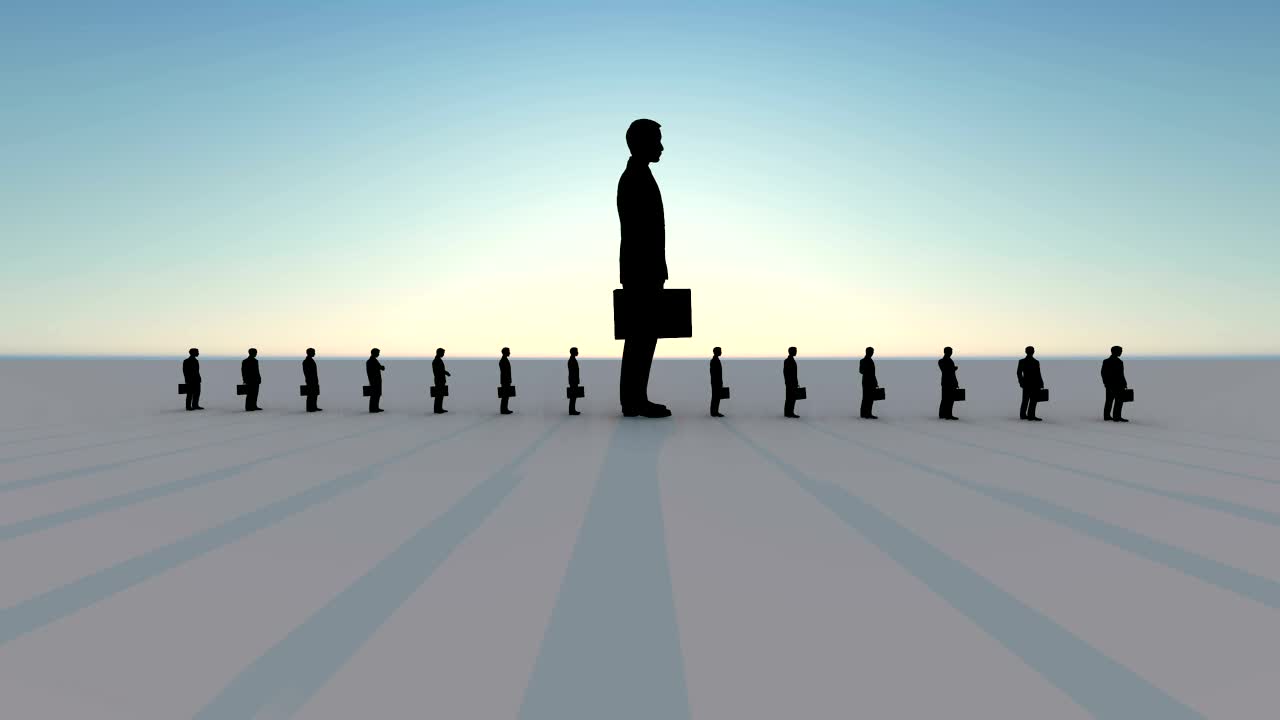 Stock Video Man In Nowhere In A Row Of Miniature Men Animated Wallpaper
