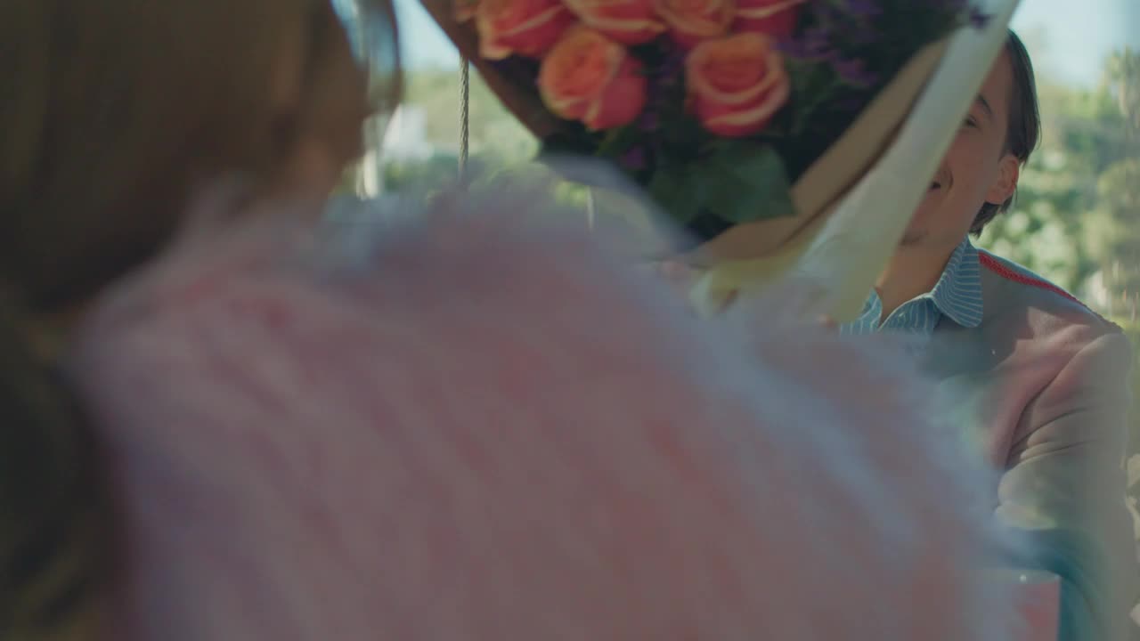 Stock Video Man Giving Flowers On Valentines Day Animated Wallpaper