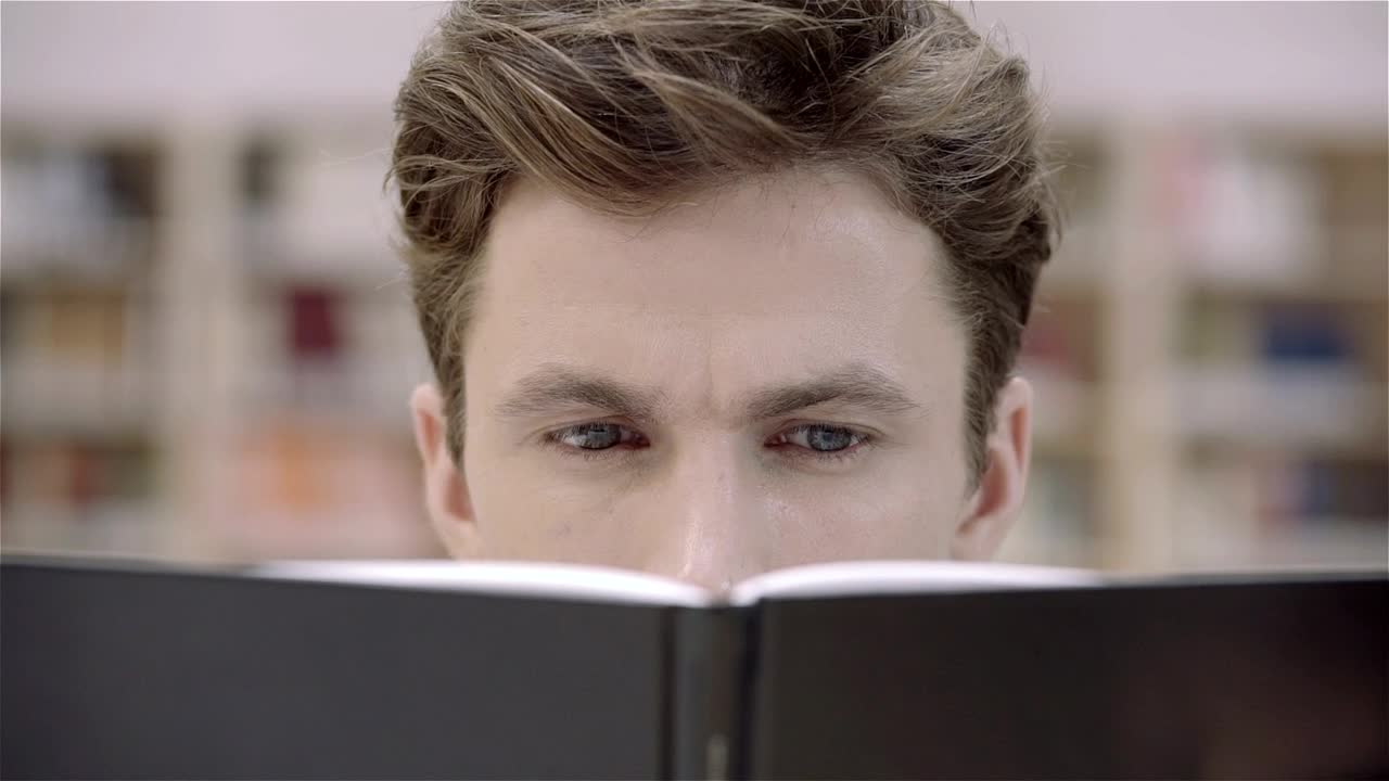 Stock Video Man Eyes Reading A Book Animated Wallpaper