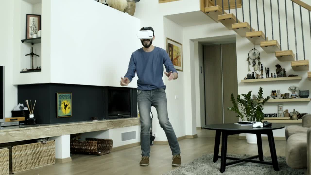 Stock Video Man Dancing With Vr Glasses Animated Wallpaper