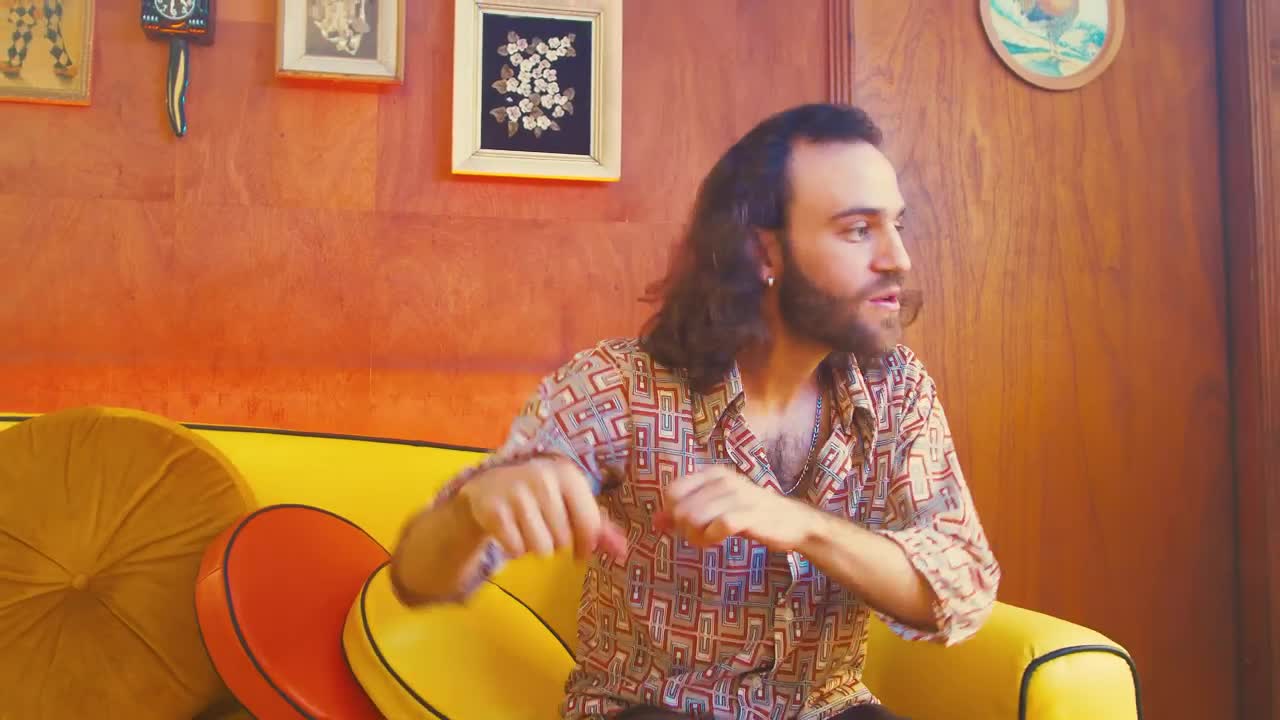 Stock Video Man Dancing On A Sofa With Old Fashioned Style Animated Wallpaper