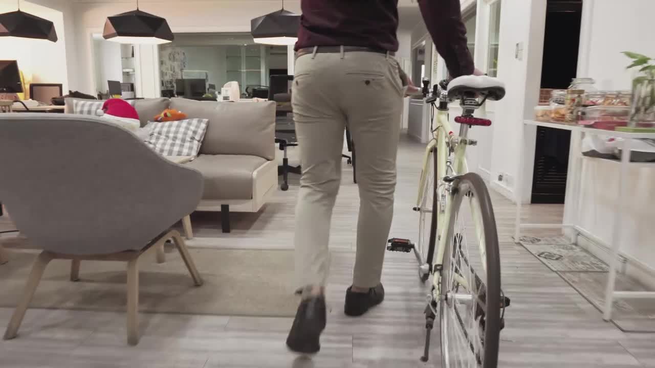 Stock Video Man Comes To His Office To Start Working Animated Wallpaper