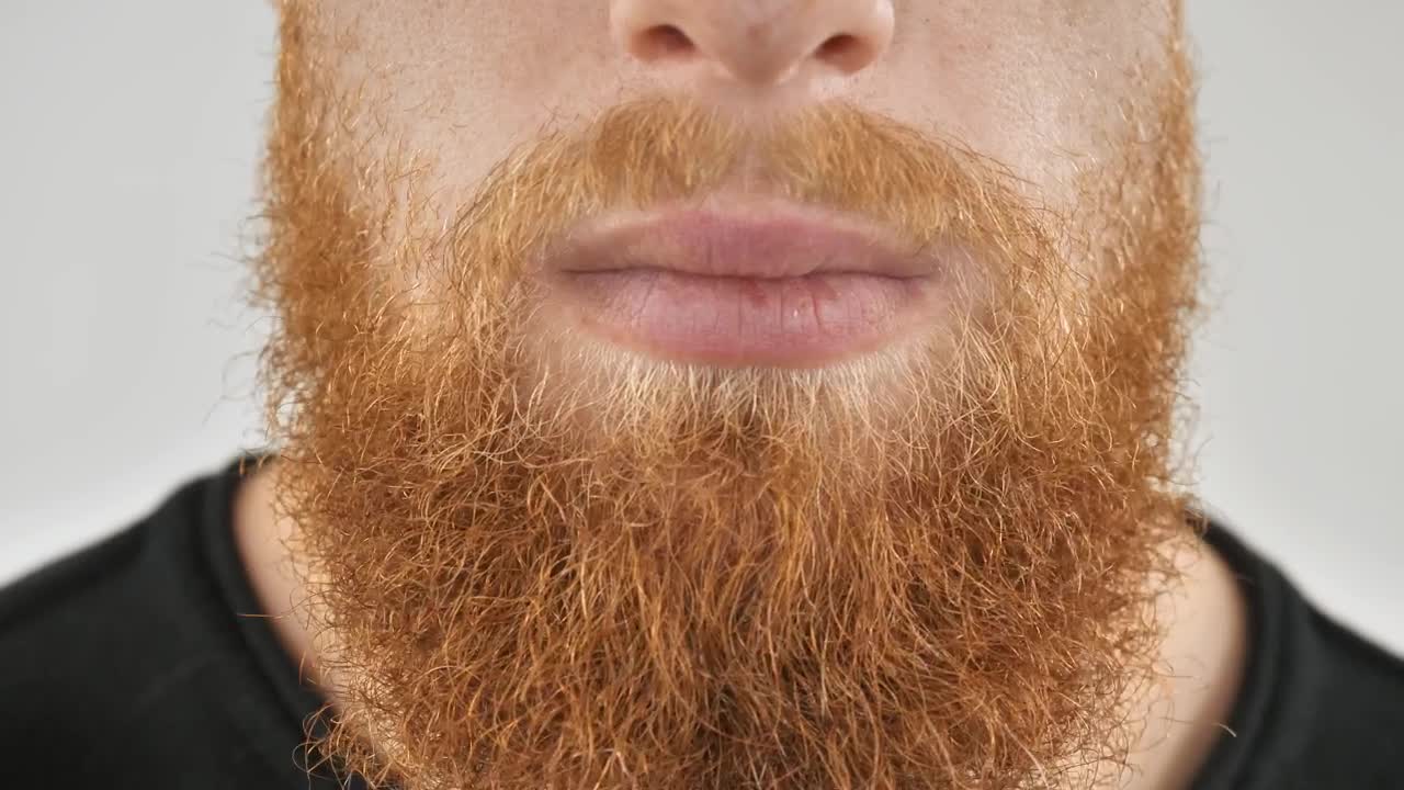 Stock Video Man Combing His Red Beard Animated Wallpaper