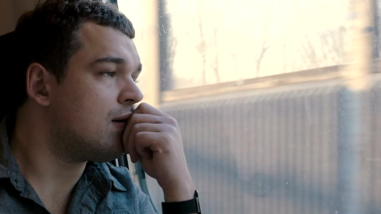 Stock Video Man Checking His Wallet On A Train Animated Wallpaper