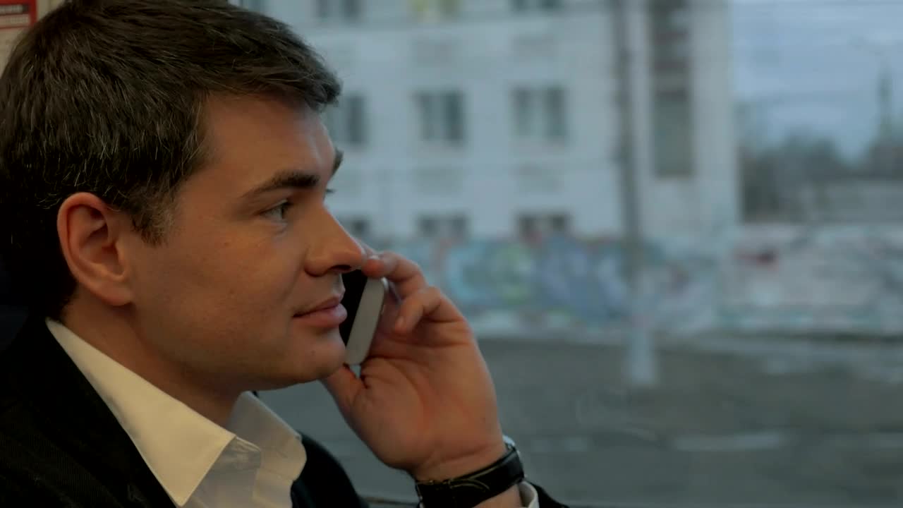 Stock Video Man Chatting To Colleagues On The Train Animated Wallpaper