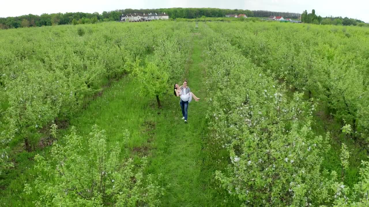 Stock Video Man Carrying His Bride Through A Field Animated Wallpaper