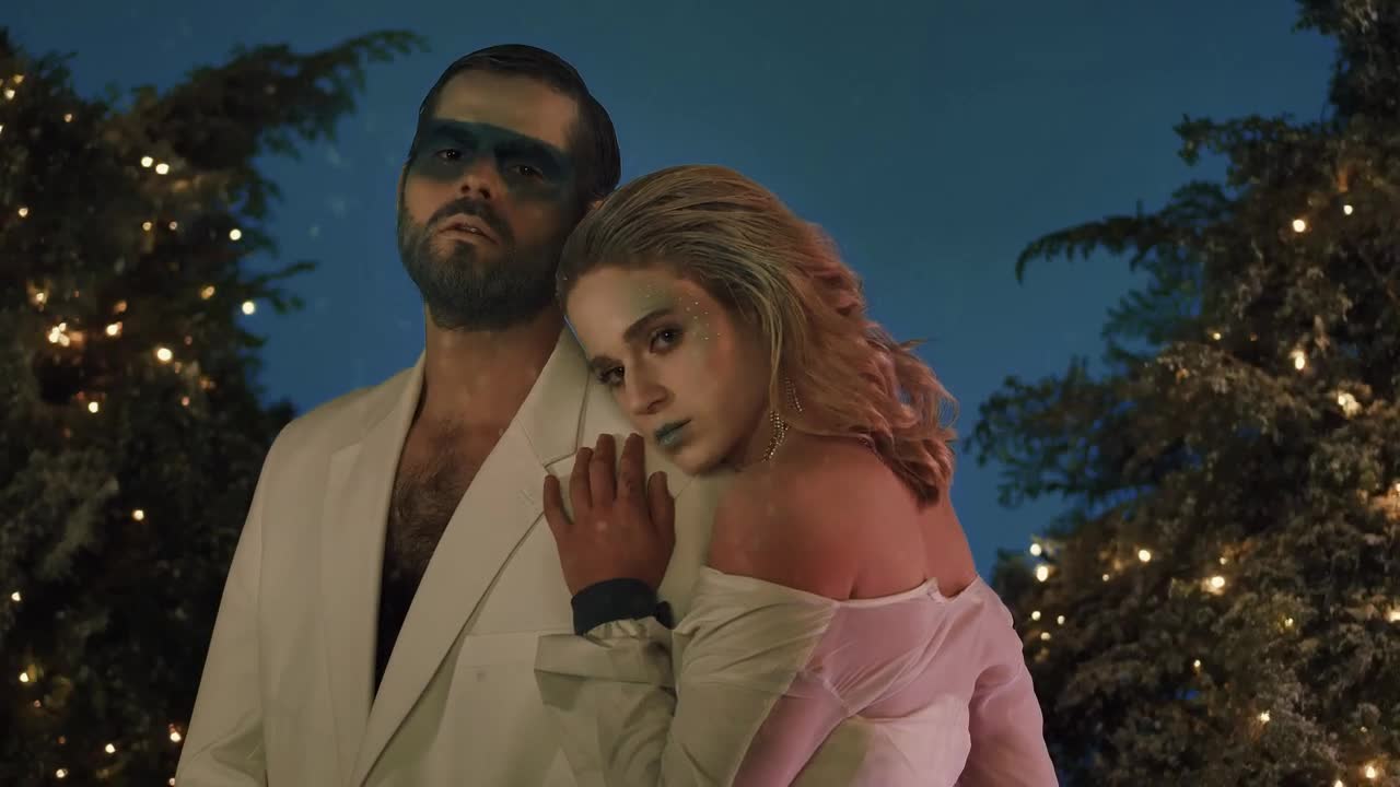 Stock Video Man And Woman With Winter Makeup At Christmas Animated Wallpaper