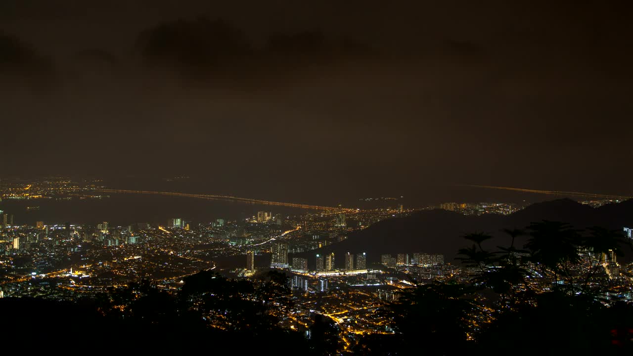 Stock Video Malaysia Penang Cityscape At Night Animated Wallpaper