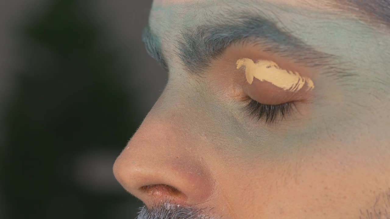 Stock Video Making Up A Mans Face With A Winter Theme Animated Wallpaper