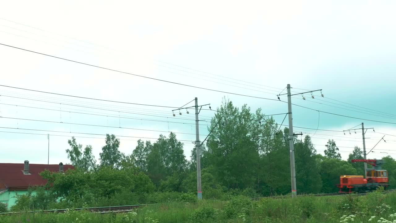 Stock Video Maintenance Locomotive On A Railway Animated Wallpaper