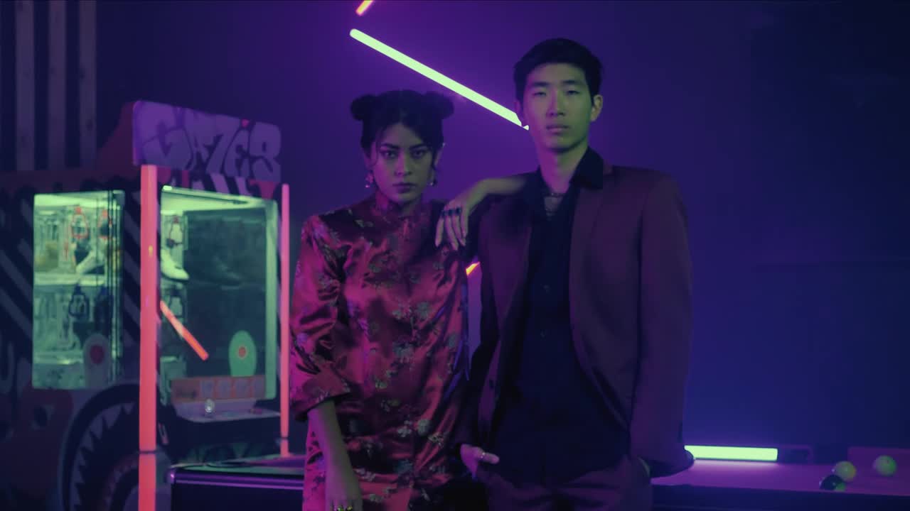 Stock Video Mafia Man And Woman In A Dark Playroom Animated Wallpaper