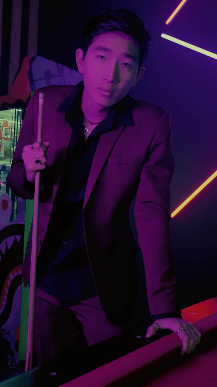 Stock Video Mafia Boy In Suit Playing In A Pool Bar Animated Wallpaper