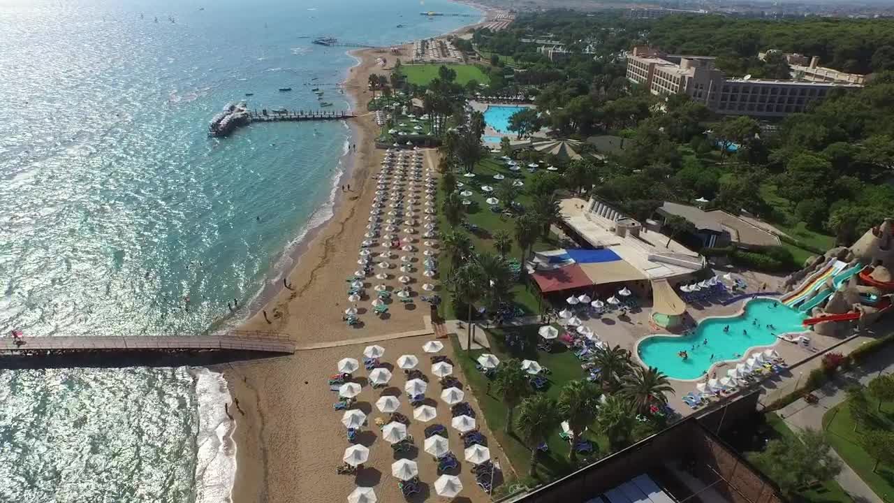 Stock Video Luxury Vacation Resort Complex With Pool By The Sea Animated Wallpaper
