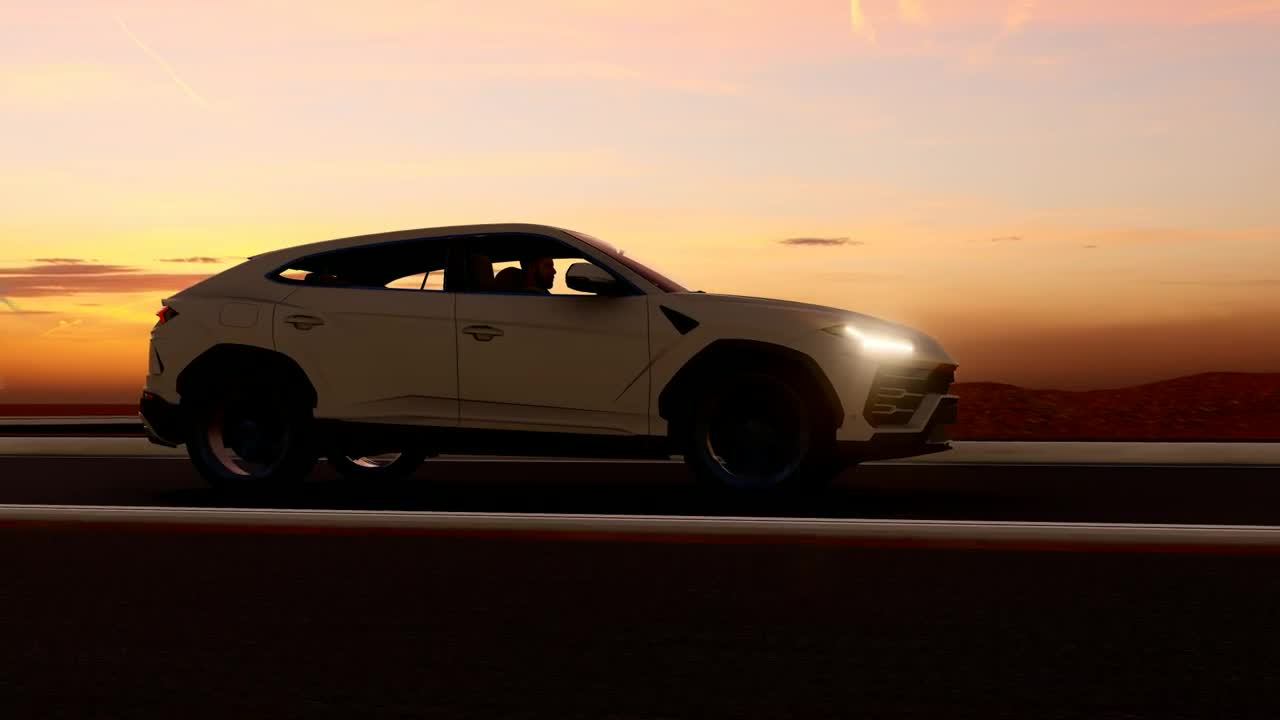 Stock Video Luxury Suv Traveling At Dusk Animated Wallpaper