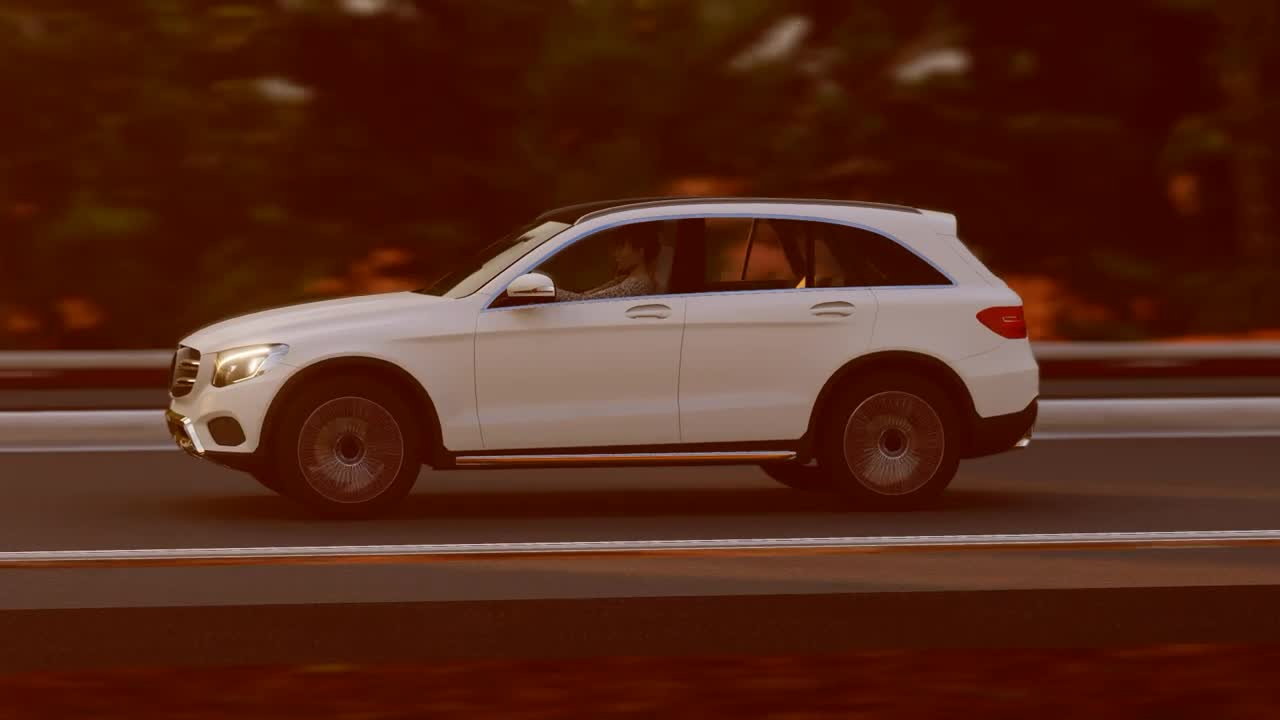 Stock Video Luxury Suv Traveling In A Highway Animated Wallpaper