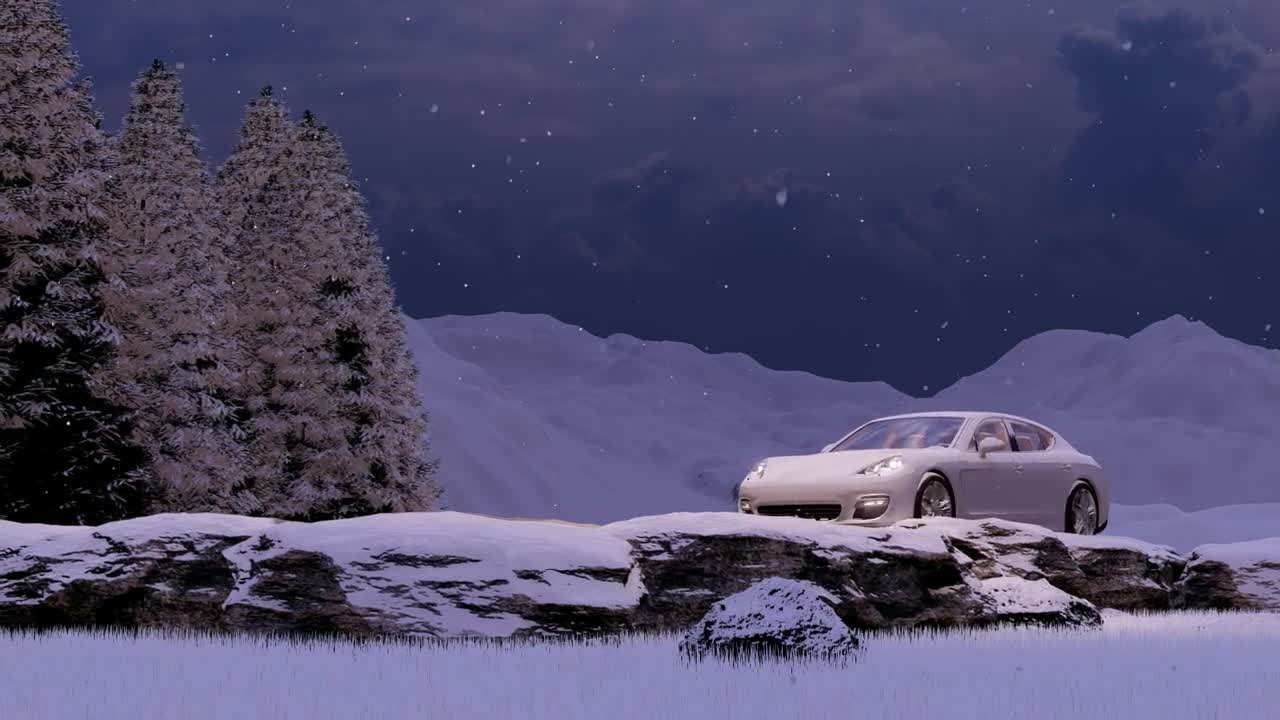 Stock Video Luxury Sports Car In Winter Nature Animated Wallpaper