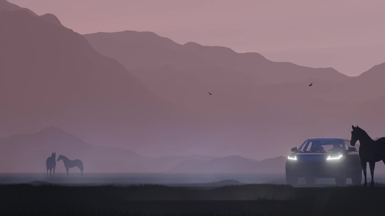 Stock Video Luxury Off Road Vehicle In A Foggy Field Animated Wallpaper