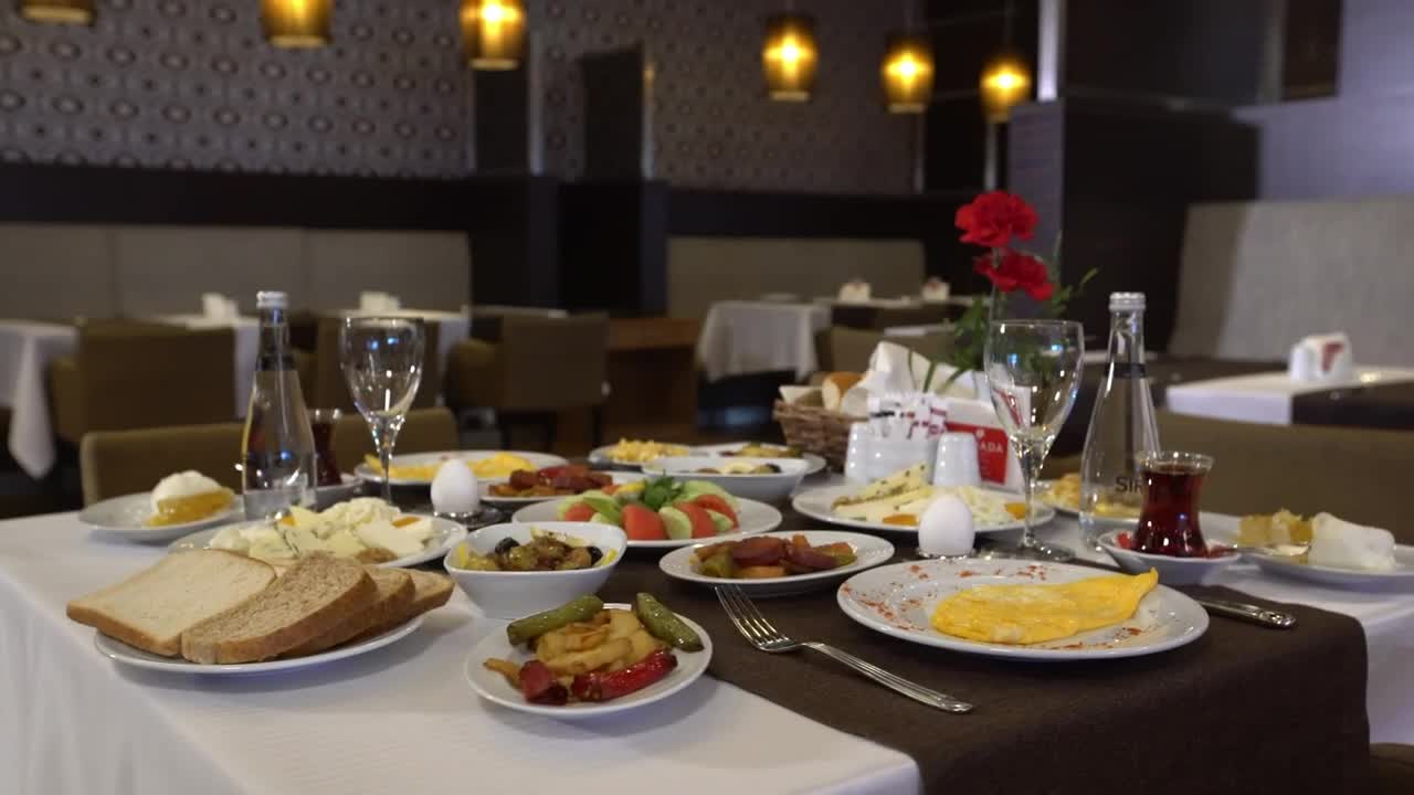 Stock Video Luxury Breakfast In A Hotel Animated Wallpaper