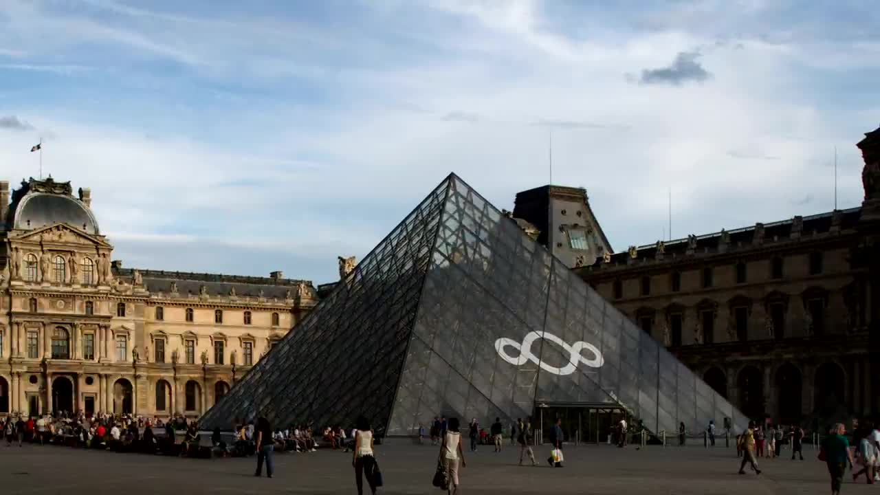 Stock Video Louvre Museum In Paris Time Lapse Animated Wallpaper