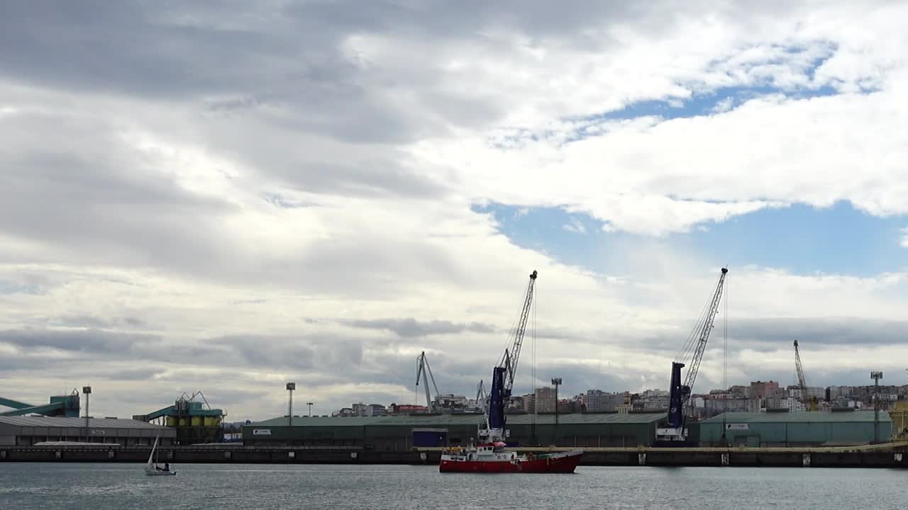 Stock Video Looking Across A Port On A Cloudy Day Animated Wallpaper