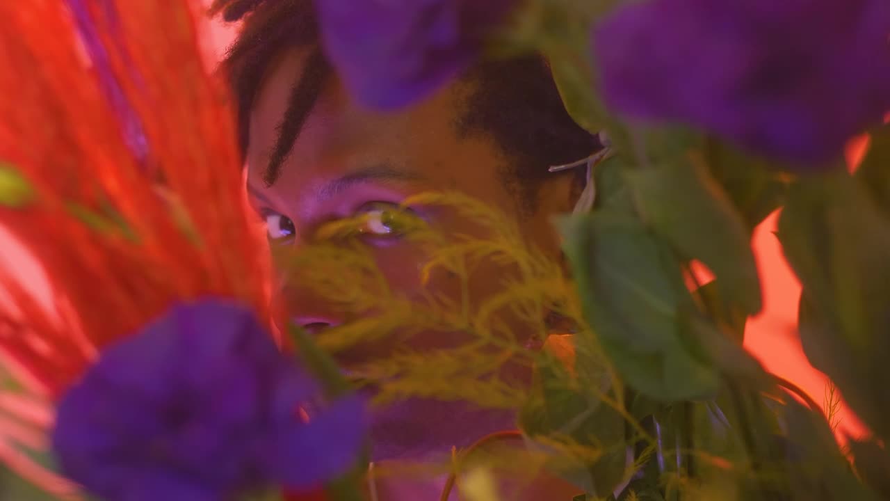 Stock Video Look Of A Man Through Flowers Animated Wallpaper