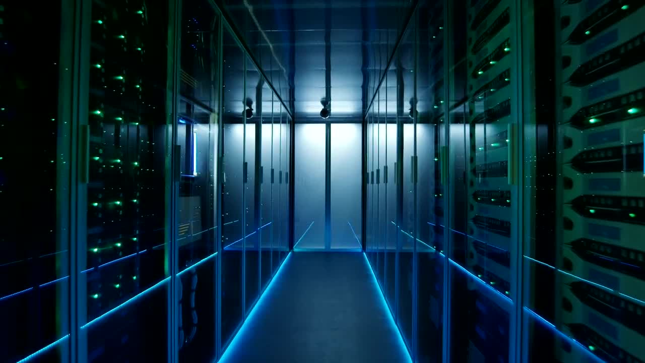 Stock Video Long Hallway In Data Center Animated Wallpaper