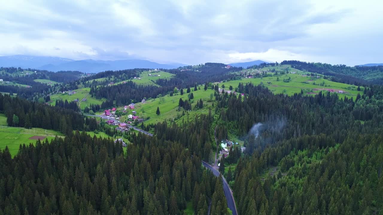 Stock Video Little Village In A Spring Mountains Animated Wallpaper